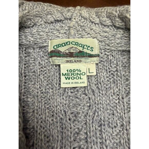 Aran Crafts Merino Wool Ireland Knit Sweater Double Breasted Long Cardigan Large - Picture 6 of 8